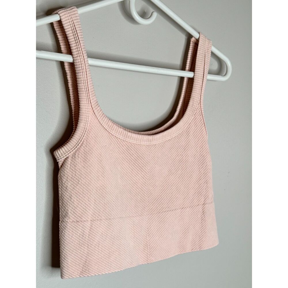 Nikibiki Blush Pink Ribbed Cropped Tank Top Stretch Seamless Crop Camisole - Picture 2 of 7